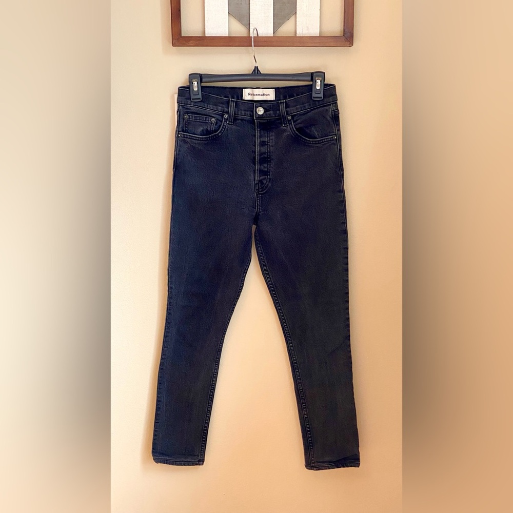 GUC Reformation 27 SERENA Denim Jeans Skinny Grey Black High Rise (27.25 x 25.6)